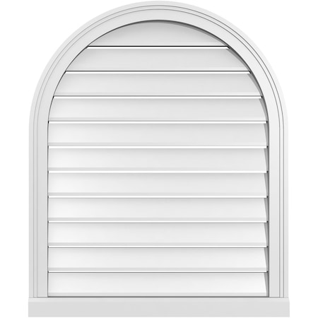 Ekena Millwork Round Top Surface Mount PVC Gable Vent: Functional, w/ 2"W x 2"P Brickmould Sill Frame, 28"W x 34"H GVPRT28X3403SF
